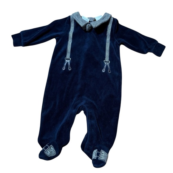 Koala Baby Navy Blue Velour Outfit Footed Pajama Baby Boy 0-3M - Picture 1 of 6